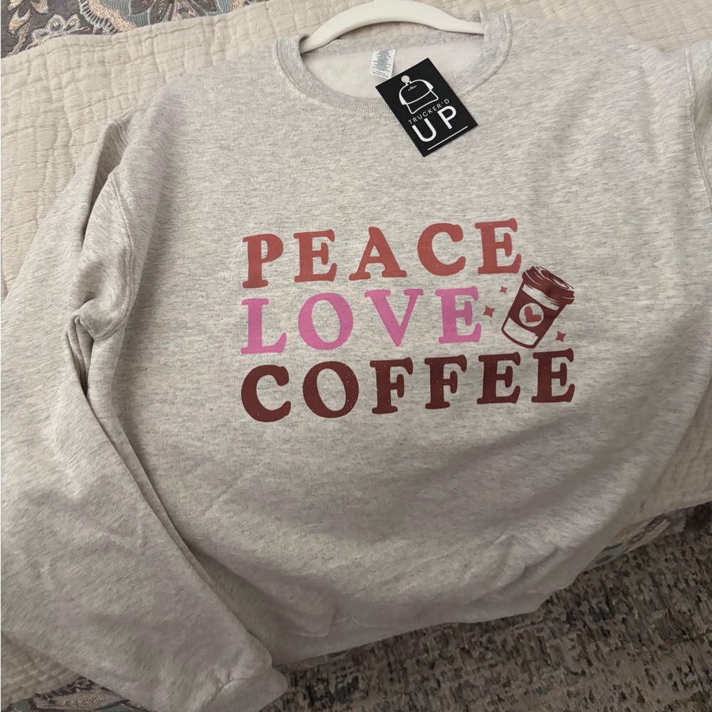 Peace Love Coffee Graphic Sweatshirt in Oatmeal Heather